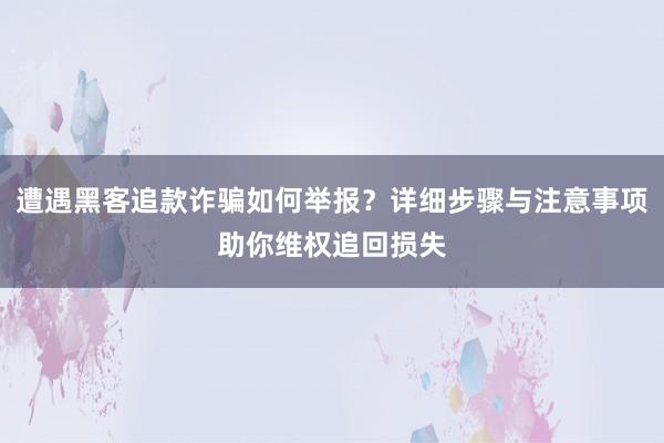遭遇黑客追款诈骗如何举报？详细步骤与注意事项助你维权追回损失