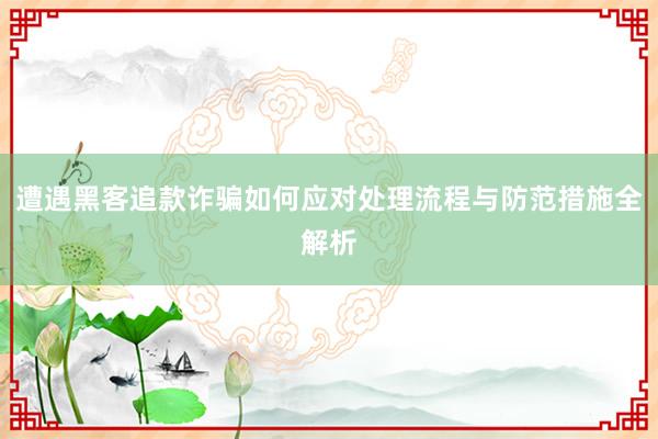 遭遇黑客追款诈骗如何应对处理流程与防范措施全解析