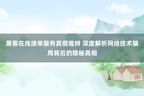 黑客在线接单服务真假难辨 深度解析网络技术骗局背后的隐秘真相